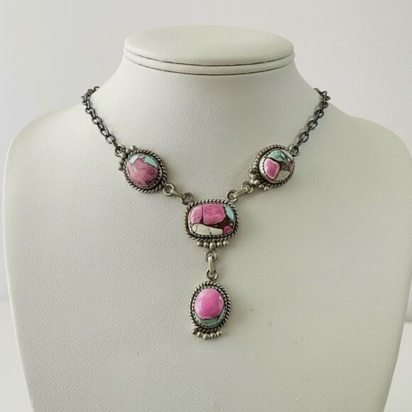 Southwestern Cotton Candy Turquoise Dream Vintage Style Chain Necklace New